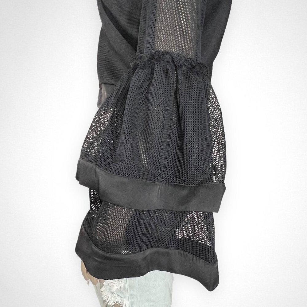 GRACIA‎ Large Black Mesh Bell Shaped Sleeves Top Party - Picture 4 of 9